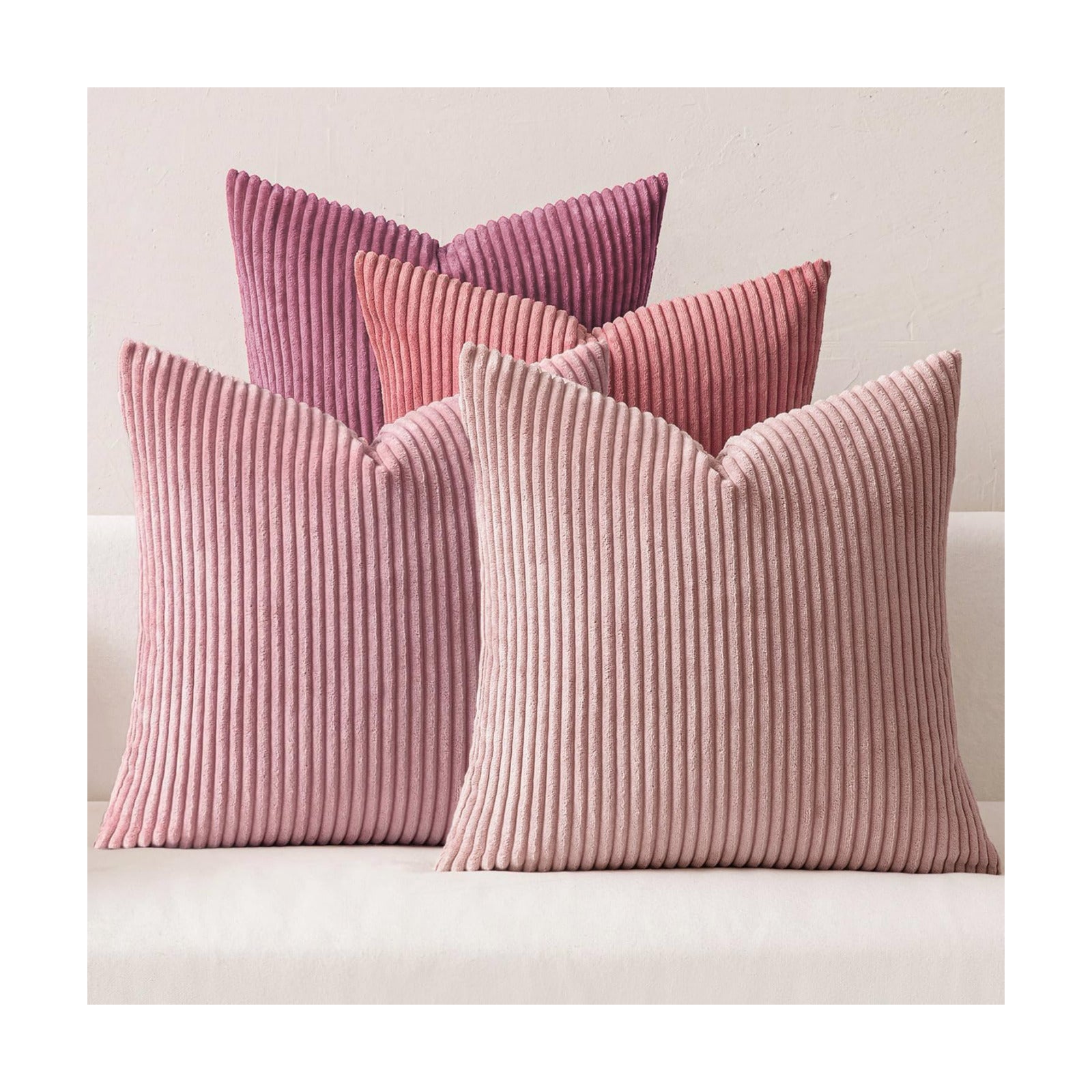 MIULEE Soft Corduroy Decorative Throw Pillow Covers Purple Pink 20x20