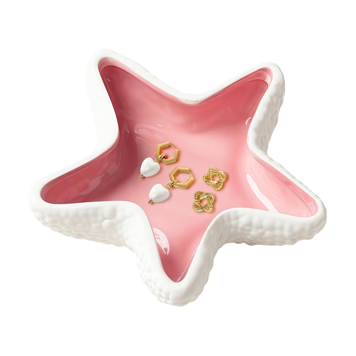 Starfish Jewelry Dish Ceramic Holder Ring Trinket Tray / Pink -starfish