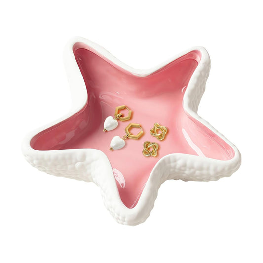 Starfish Jewelry Dish Ceramic Holder Ring Trinket Tray / Pink -starfish