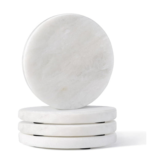 4" Cup Coasters for Drinks / White / Set of 4