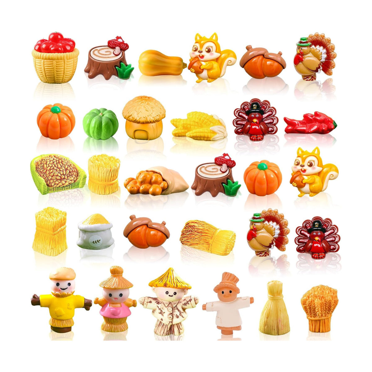 30 Pcs Thanksgiving Mini Figurines Mini Resin Thanksgiving Figurines