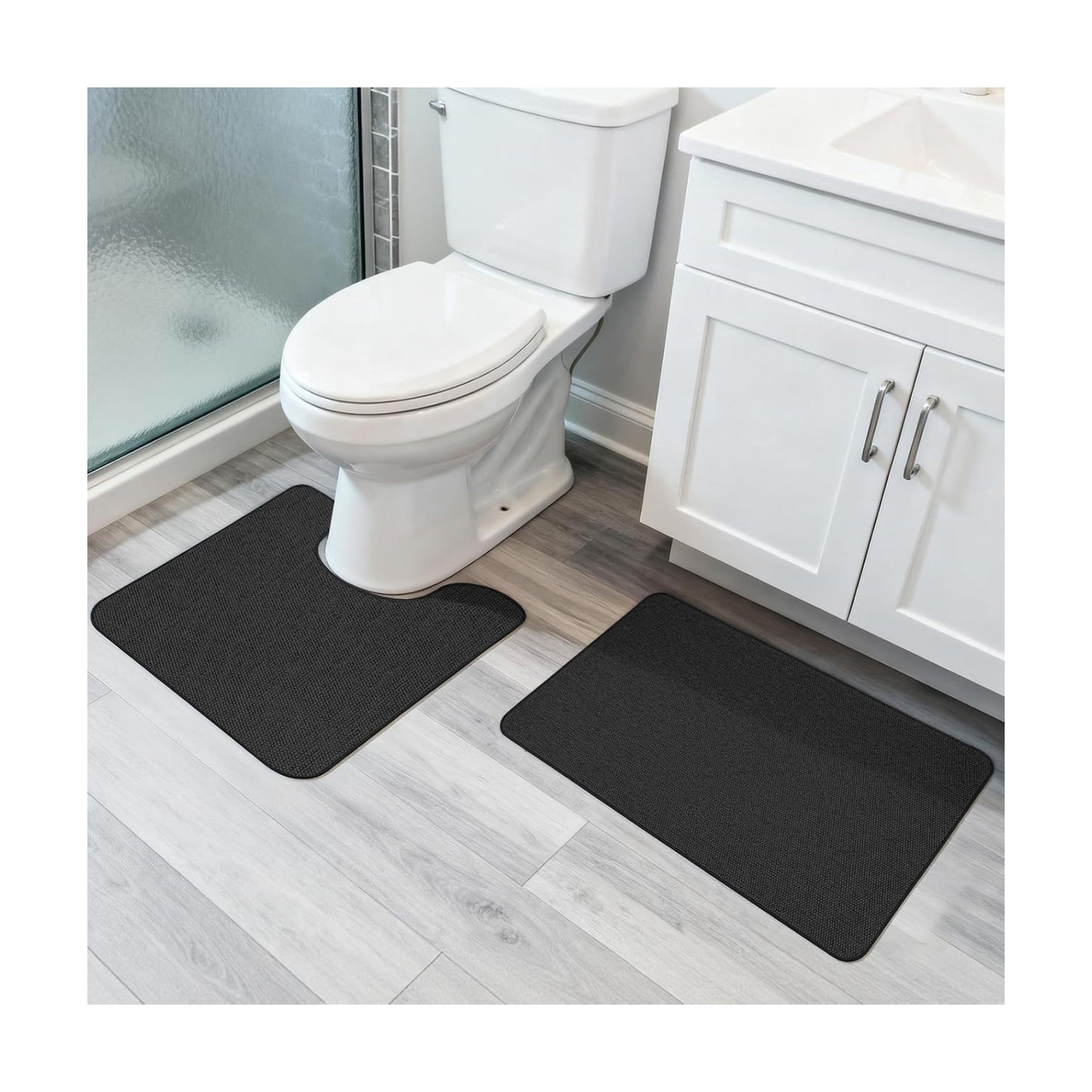 Bosap Bath Mat Set 2 Pieces,Ultra Thin Bathroom Rugs,Rubber Toilet Rugs