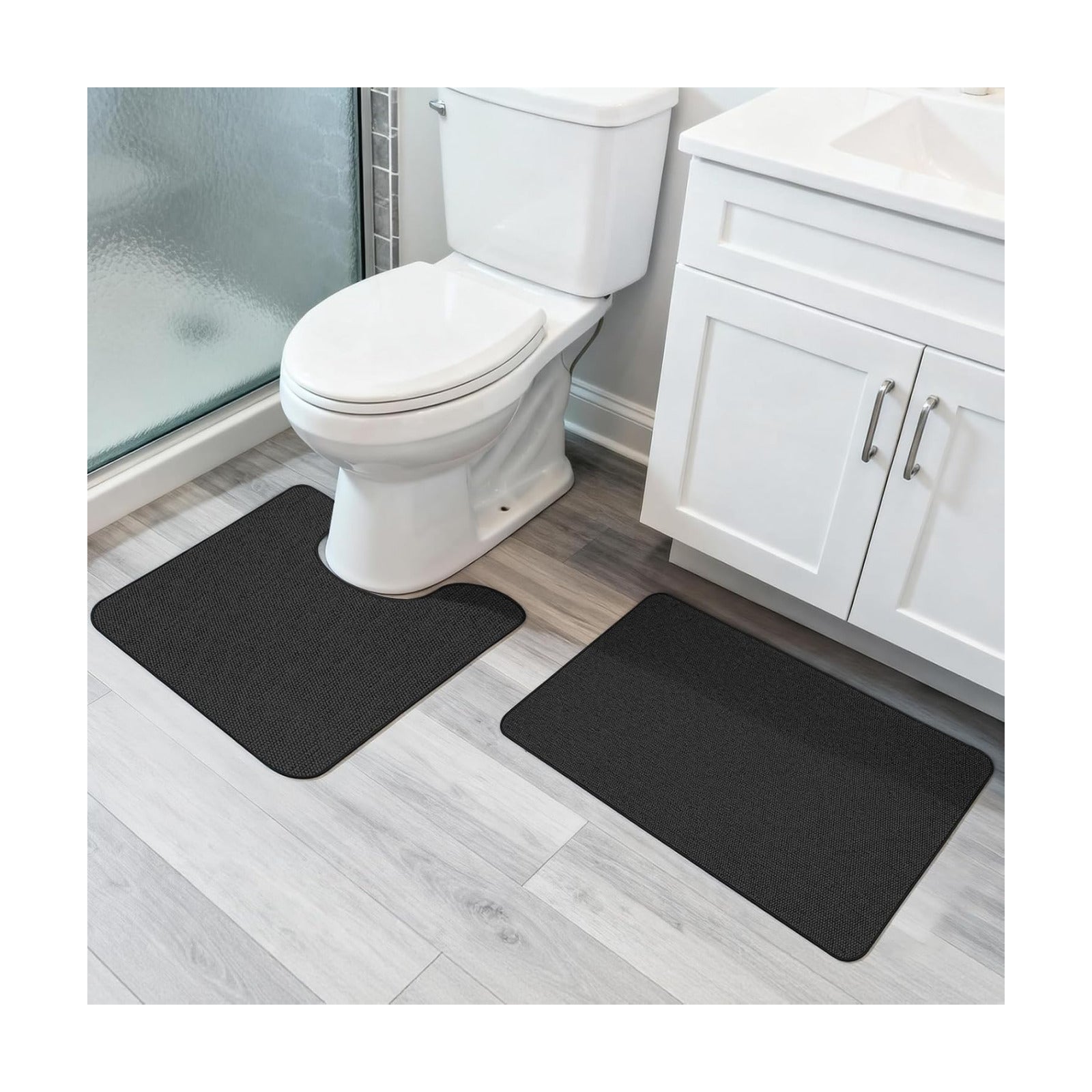 Bosap Bath Mat Set 2 Pieces,Ultra Thin Bathroom Rugs,Rubber Toilet Rugs