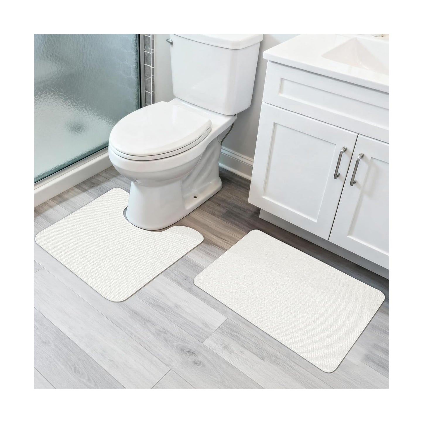 Bosap Bath Mat Set 2 Pieces,Ultra Thin Bathroom Rugs,Rubber Toilet Rugs