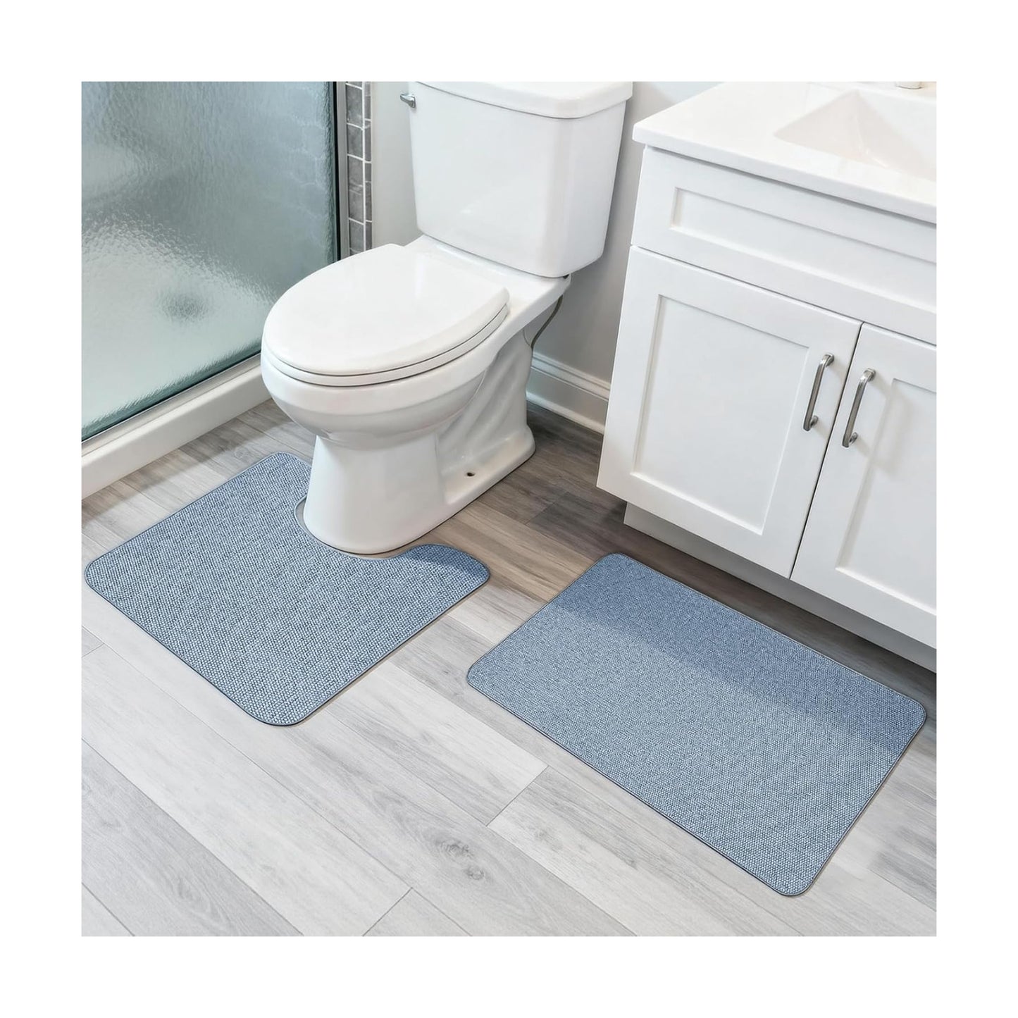 Bosap Bath Mat Set 2 Pieces,Ultra Thin Bathroom Rugs,Rubber Toilet Rugs