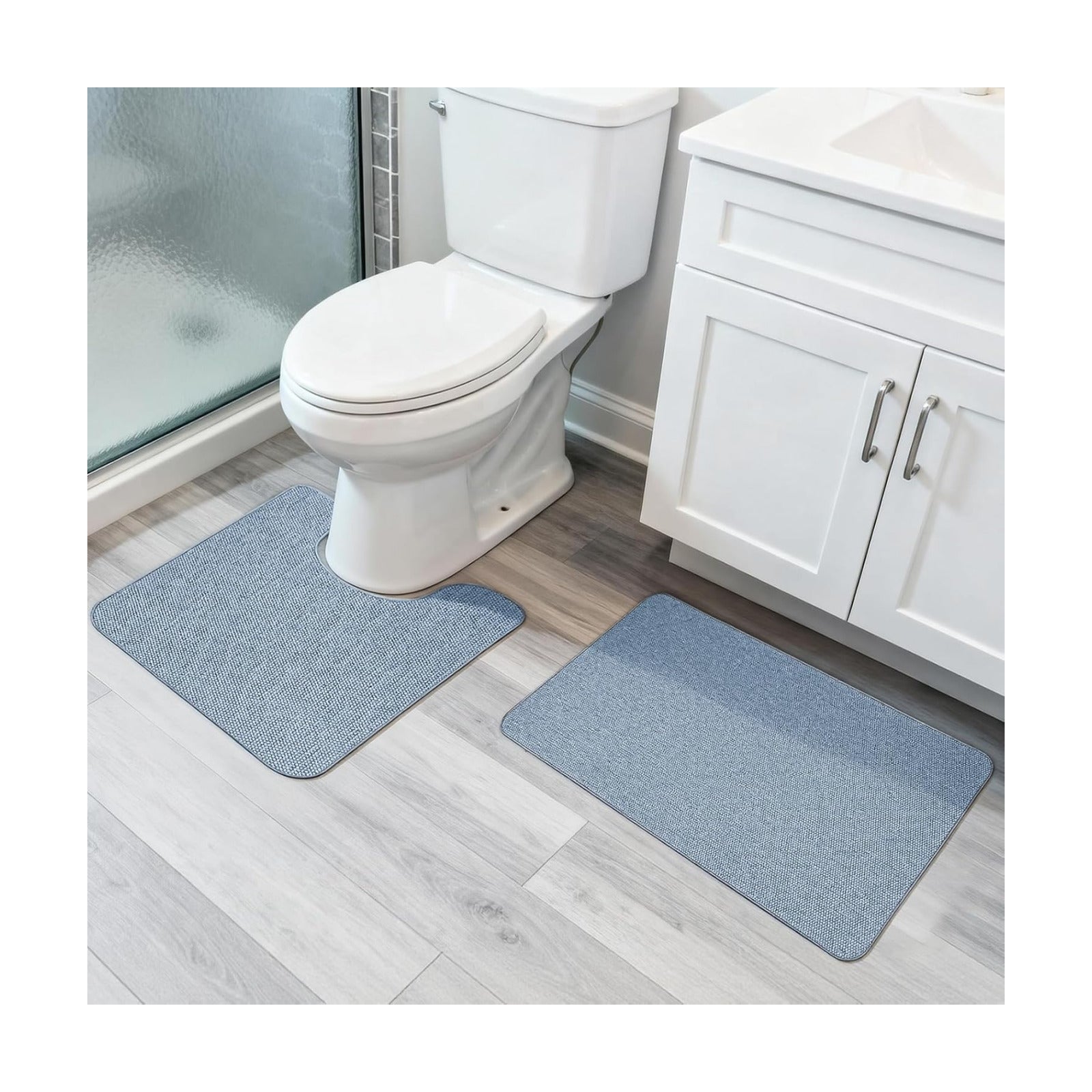 Bosap Bath Mat Set 2 Pieces,Ultra Thin Bathroom Rugs,Rubber Toilet Rugs