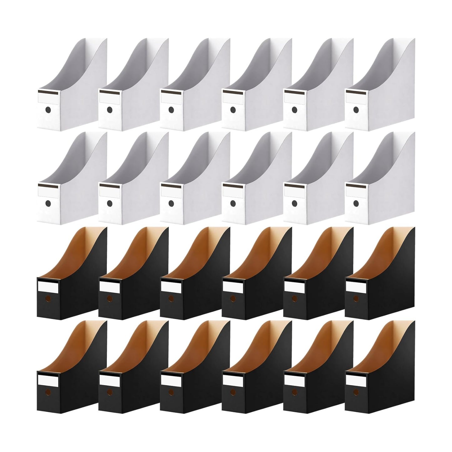Thenshop 24 Pcs Magazine Files Cardboard Holders,Black and White | File Organizer Foldable Paper Storage for Desk