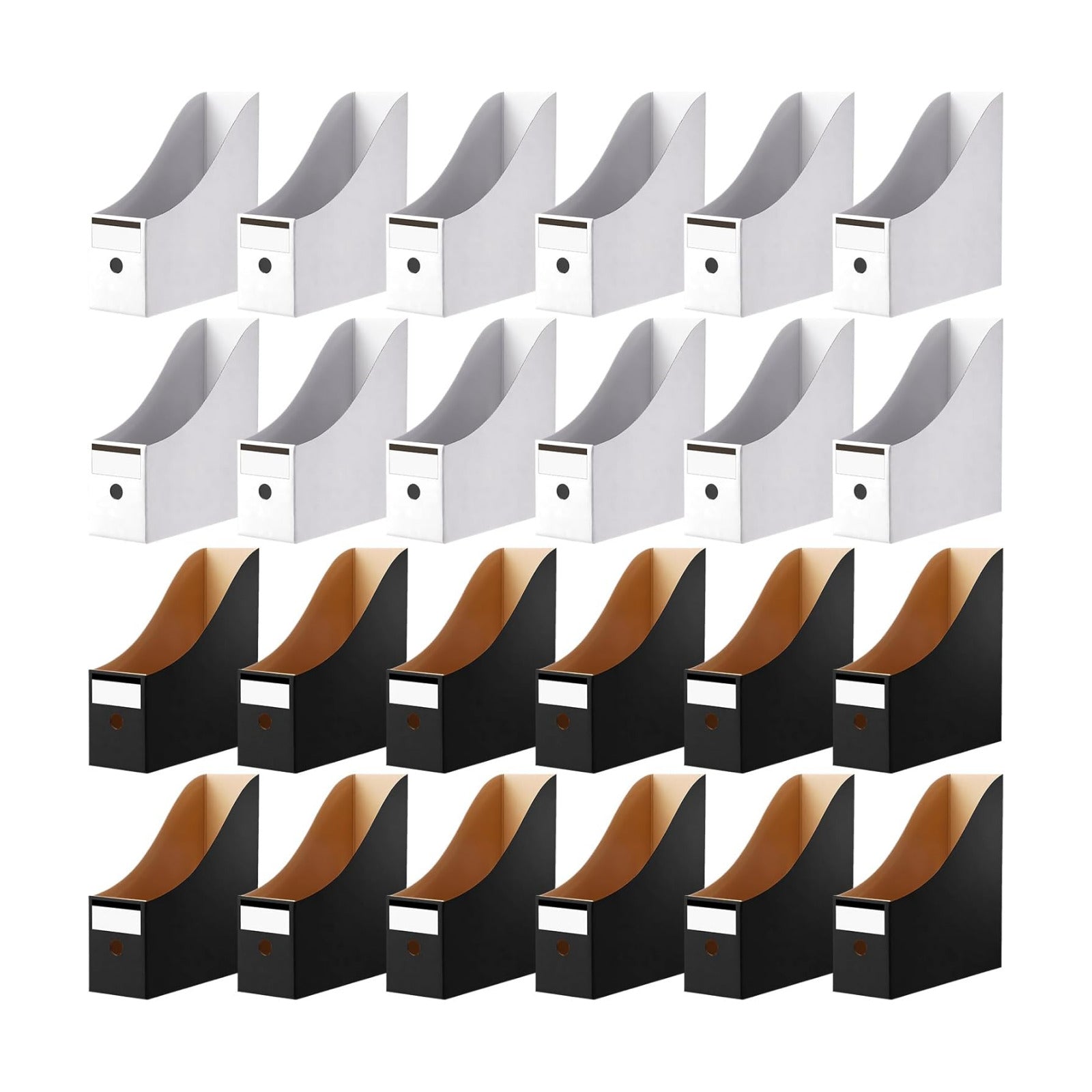 Thenshop 24 Pcs Magazine Files Cardboard Holders,Black and White | File Organizer Foldable Paper Storage for Desk