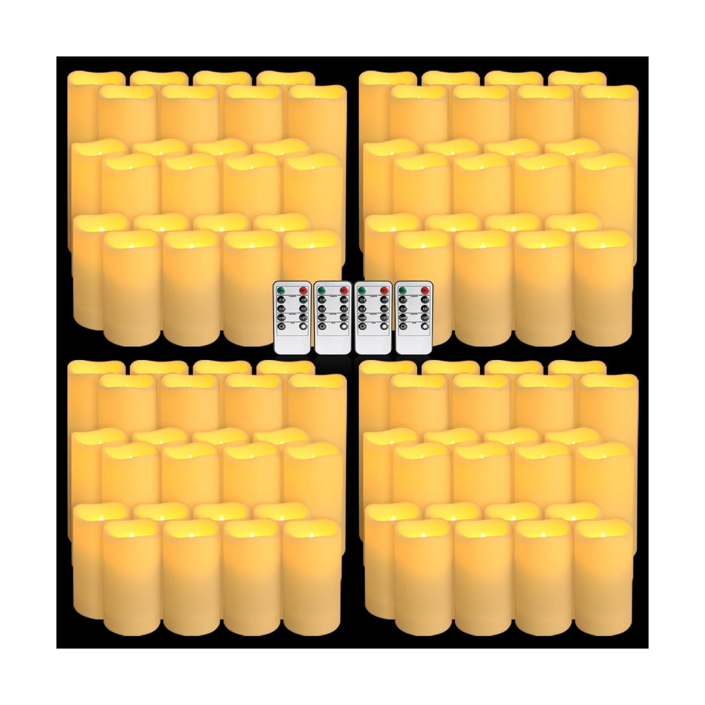 YOROXRG Set of 96 Waterproof Outdoor Flameless Candles, LED Candles with 4 Remote and Timer,(H 4" 5" 6" x D 2.2"),for