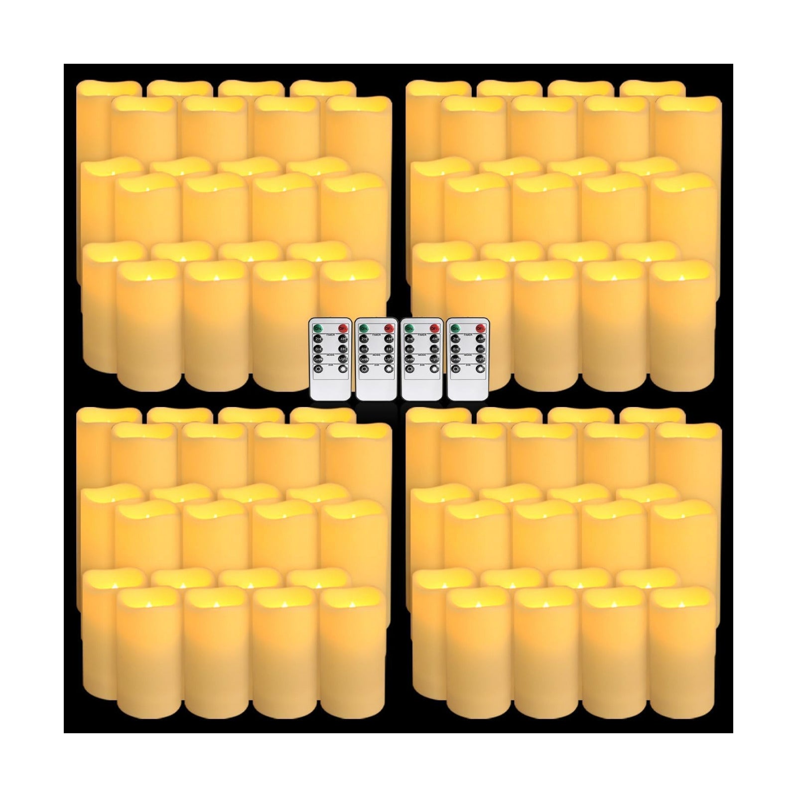 YOROXRG Set of 96 Waterproof Outdoor Flameless Candles, LED Candles with 4 Remote and Timer,(H 4" 5" 6" x D 2.2"),for