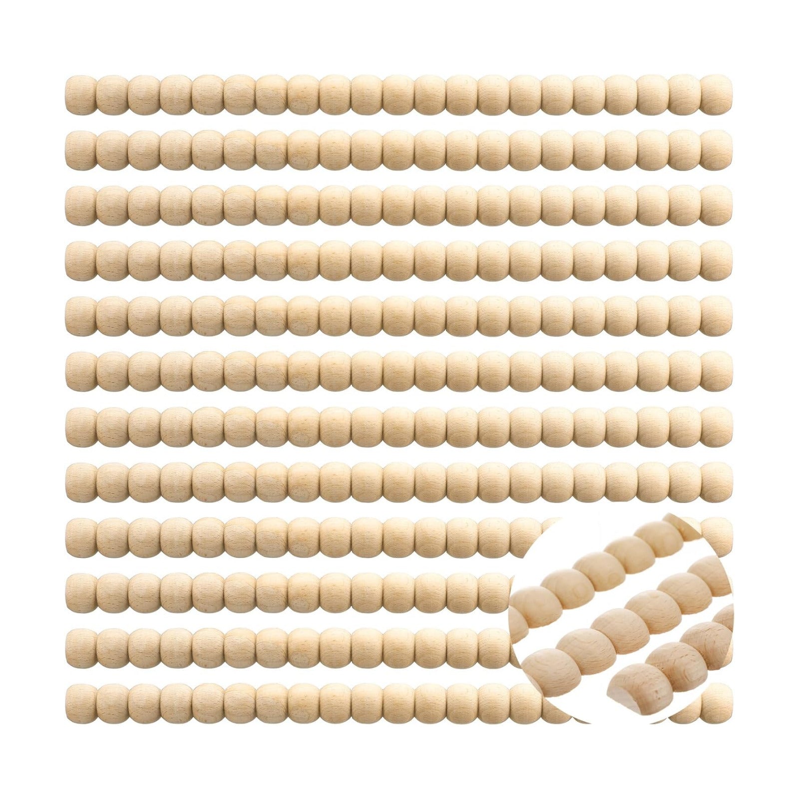 Decorative Beaded Wood Trim Molding Half Wooden Beads Bobbin Trims / 24 Mm / 15.75 Inch / Set of 12