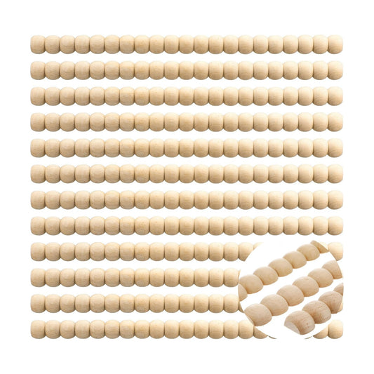 Decorative Beaded Wood Trim Molding Half Wooden Beads Bobbin Trims / 24 Mm / 15.75 Inch / Set of 12