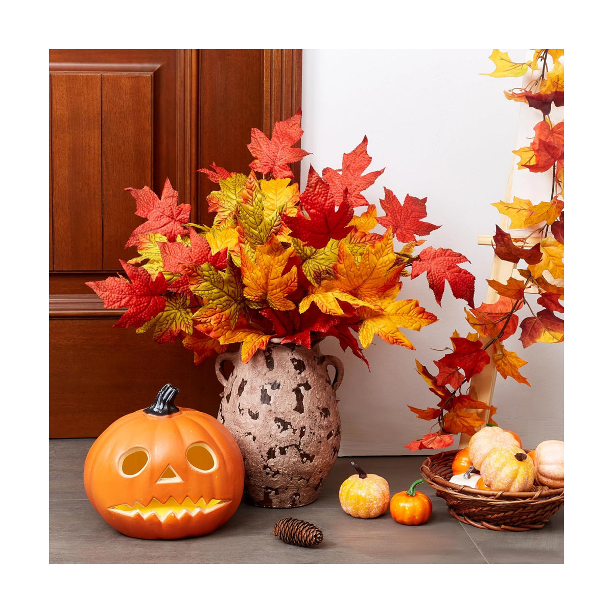 6 Pcs Fall Leaves Stems Fall Maple Leaves Silk Autumn Leaf Branch