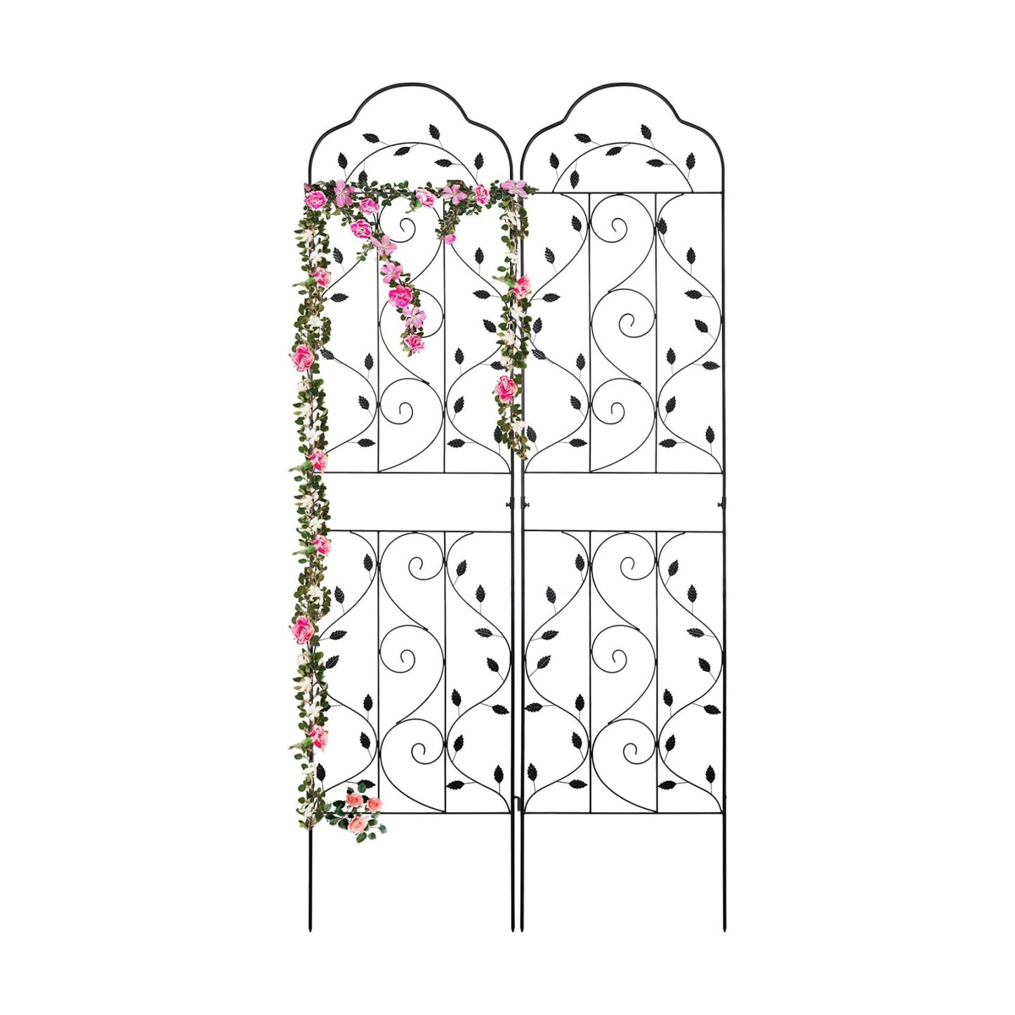 hogardeck Metal 84 * 19 Garden Trellis 2-Packs for Climbing Plants Flowers Vegetables Planting Arched Outdoor