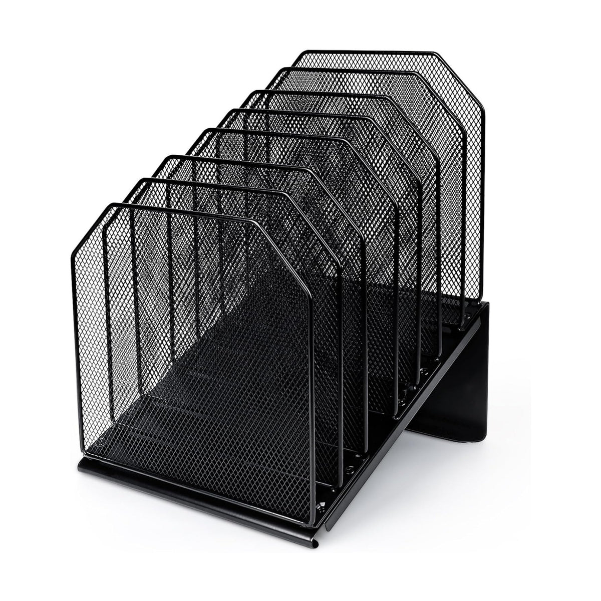 SUMMORO Inclined File Organizer for Desk, 7-Section Vertical File Holder | Office Desk Organizer Metal Rack File