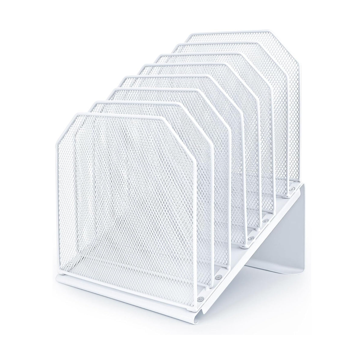 SUMMORO Inclined File Organizer for Desk, 7-Section Vertical File Holder | Office Desk Organizer Metal Rack File