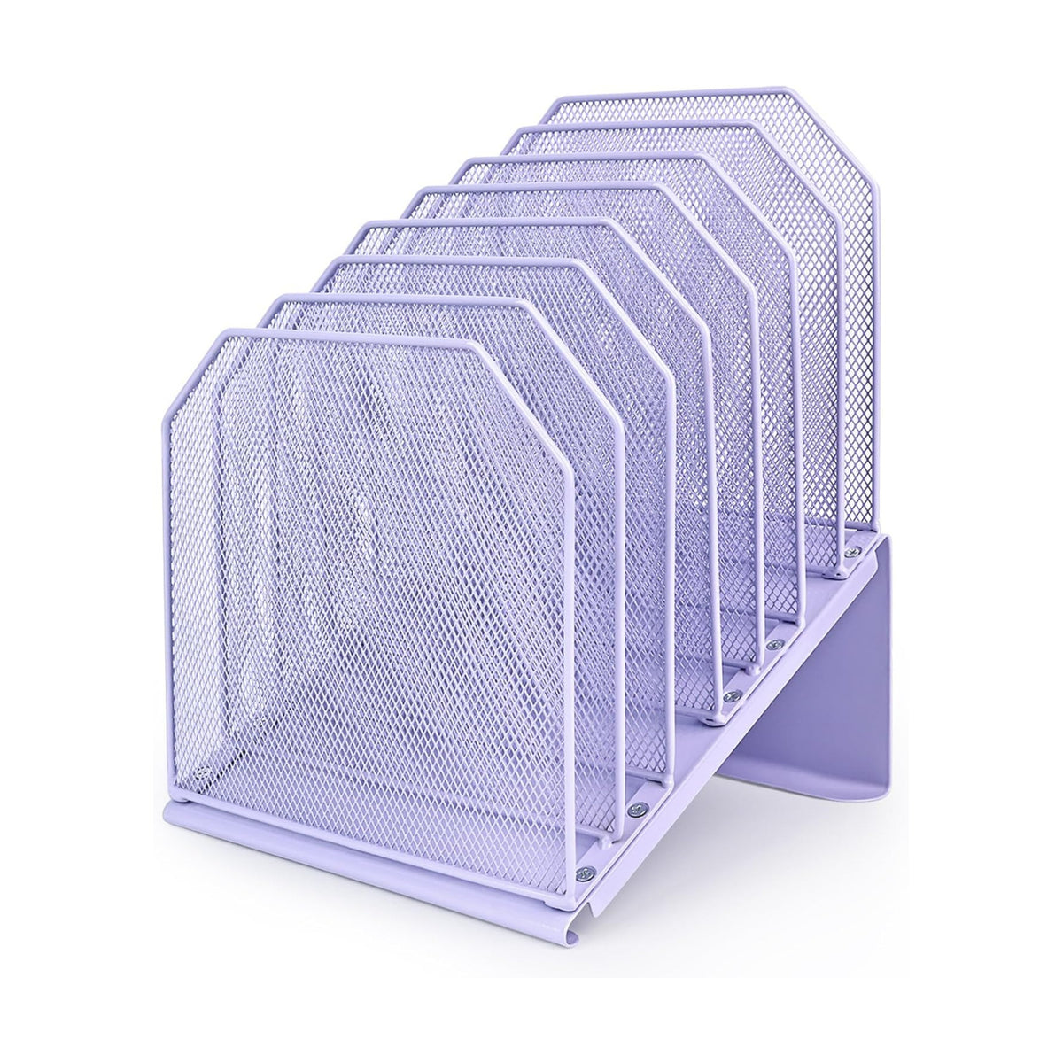 SUMMORO Inclined File Organizer for Desk, 7-Section Vertical File Holder | Office Desk Organizer Metal Rack File