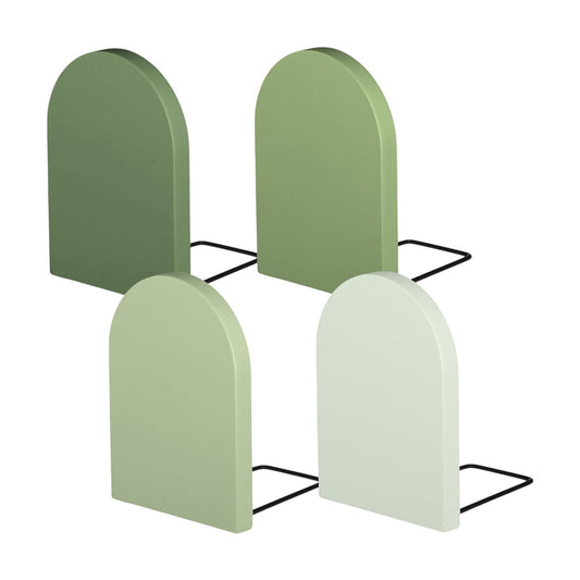 Boho Wood Bookends Back to School Sage Wooden Book Stands Decorative Non Skid / Green / Set of 4