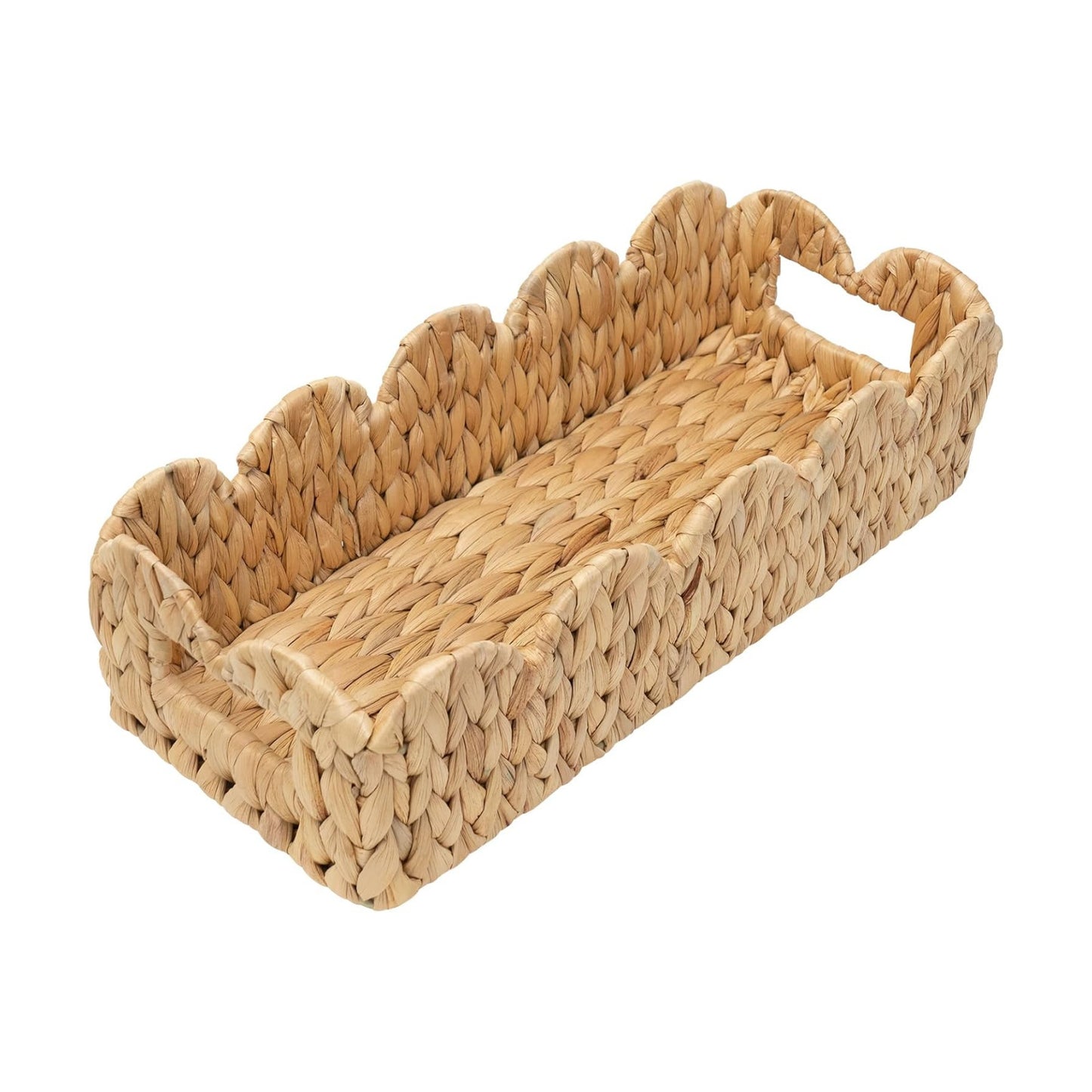 Scalloped Edge Wicker Basket for Toilet Paper Storage / Rectangle