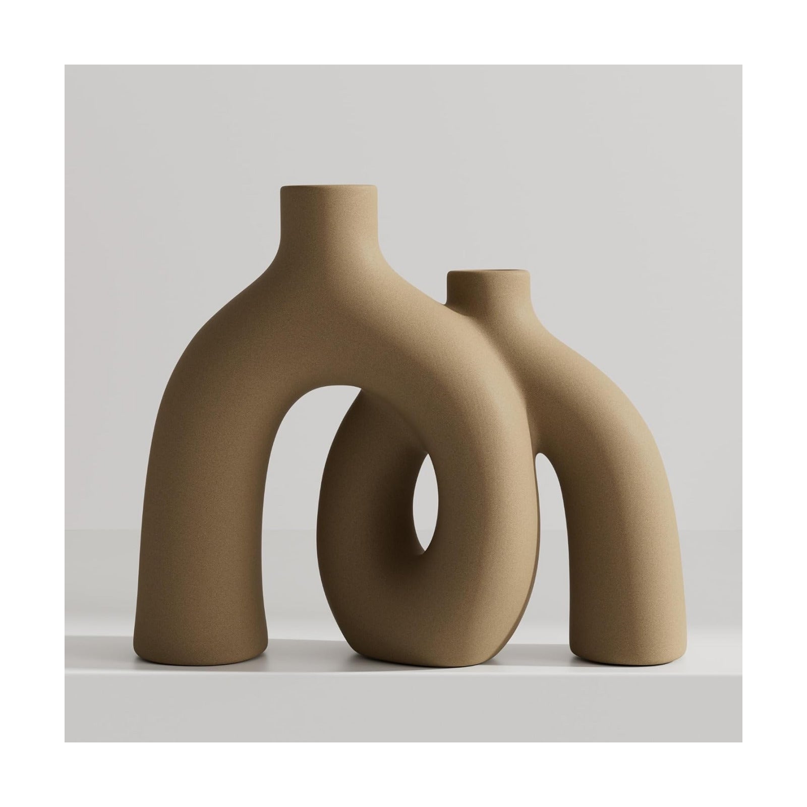 Tan Modern Rustic Farmhouse Style Vases Home Decor / Brown