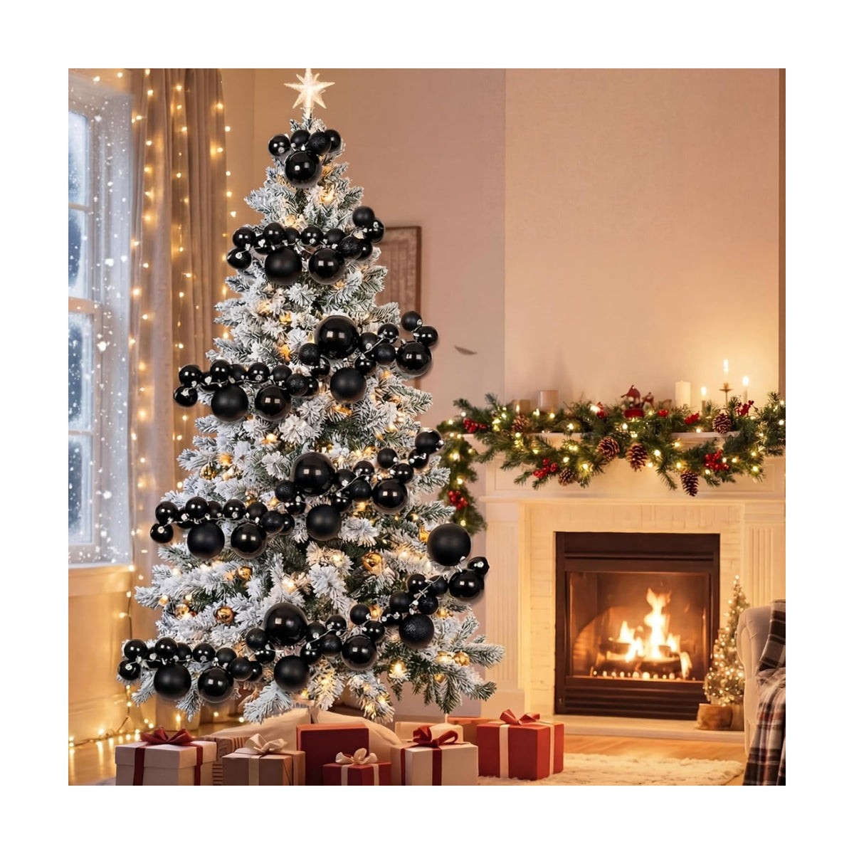 Christmas Ball Garland Ornaments Hanging Shatterproof Xmas Balls Decorations for Home Indoor Outdoor Mantel Holiday