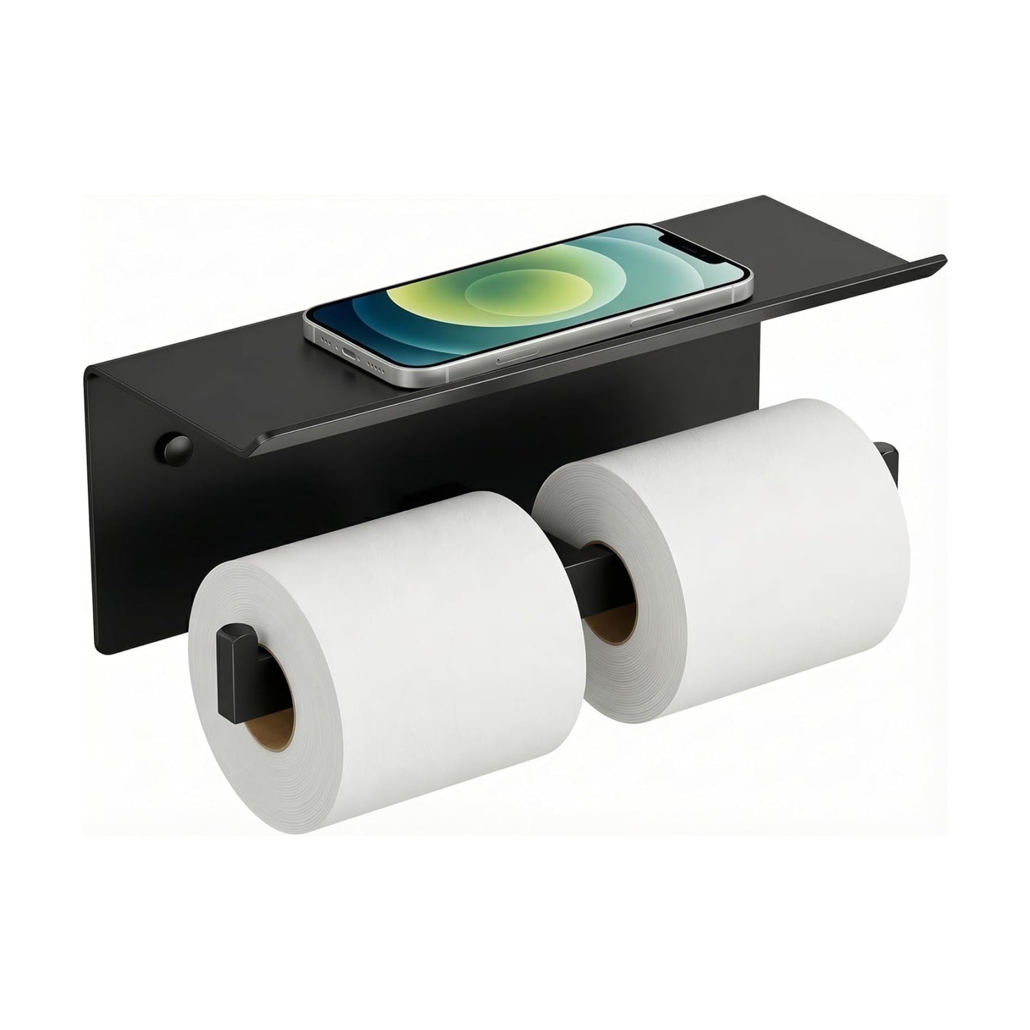FORIOUS Toilet Paper Holder with Shelf, Commercial Toilet Paper Dispenser | Matte Black | SUS304 Stainless Steel Wall