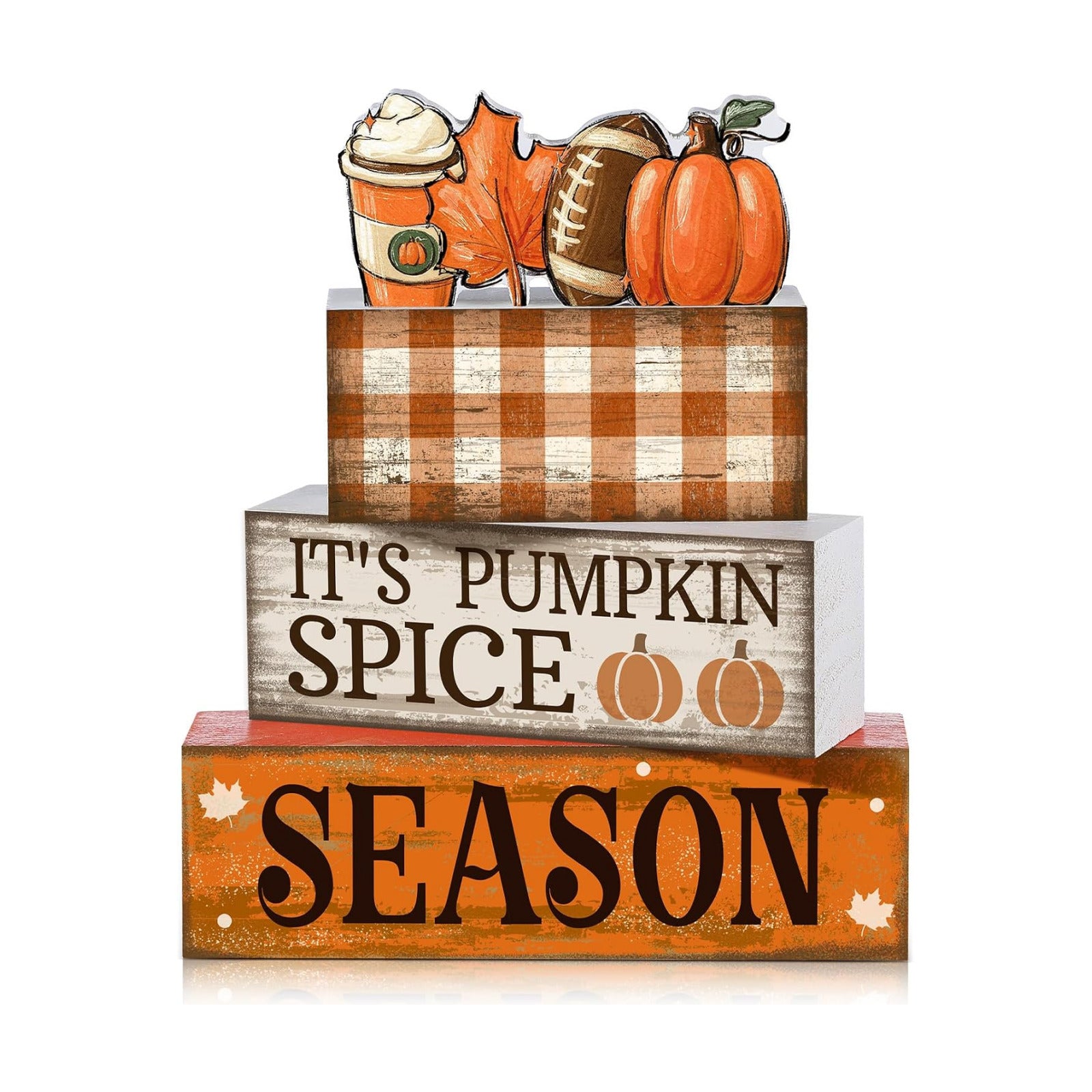 Lineshading 4 Pcs Fall Football Table Decor, Pumpkin Spice Coffee Bar Sign