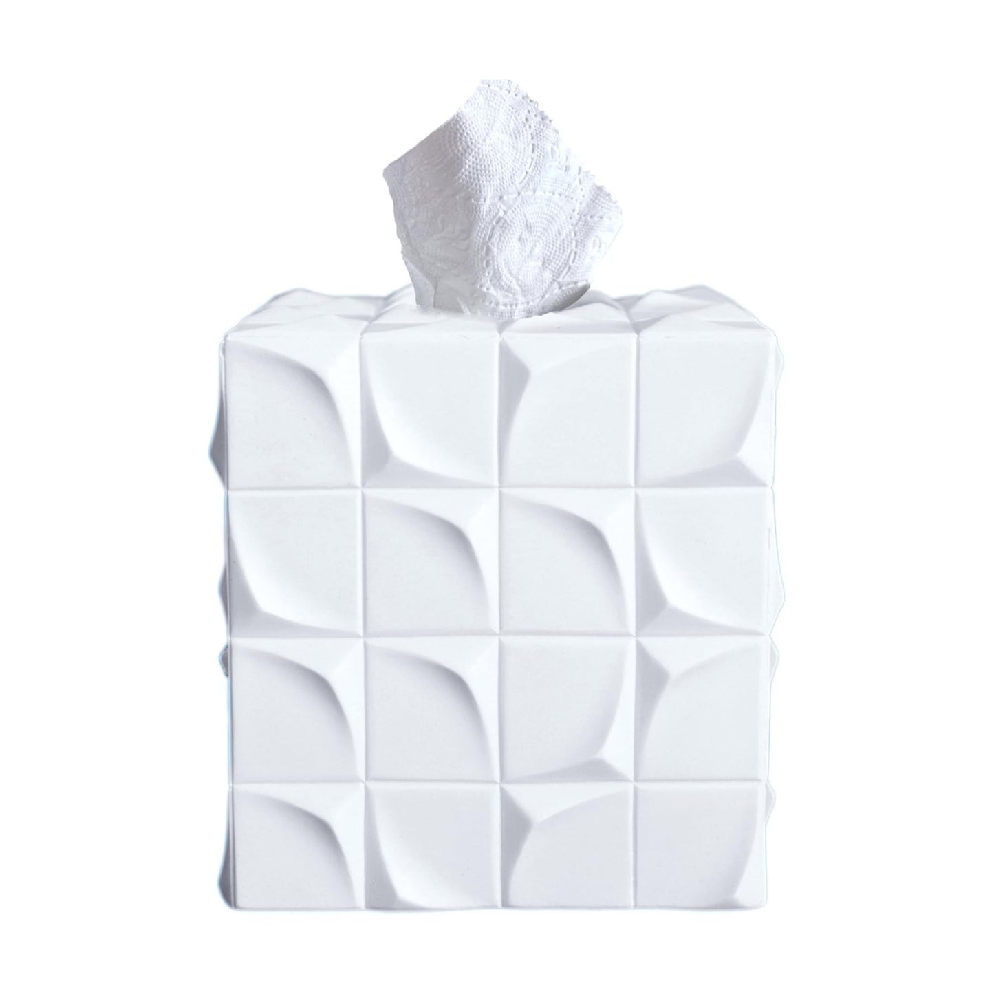 Square Tissue Box Cover Decorative Kleenex Box Holder / White