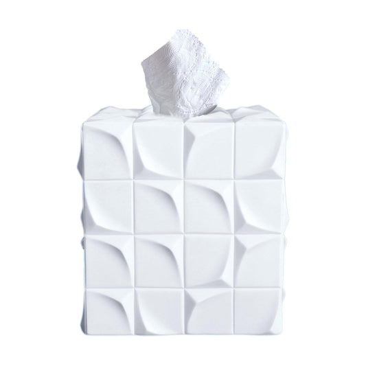 Square Tissue Box Cover Decorative Kleenex Box Holder / White