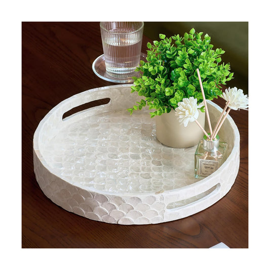 Capiz Decorative Tray / Round / 12.6 Inch