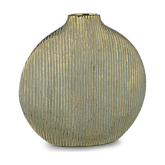 Gold Flower Ceramic Vase 12" Striped Large Vase / Gold 12 / 12in