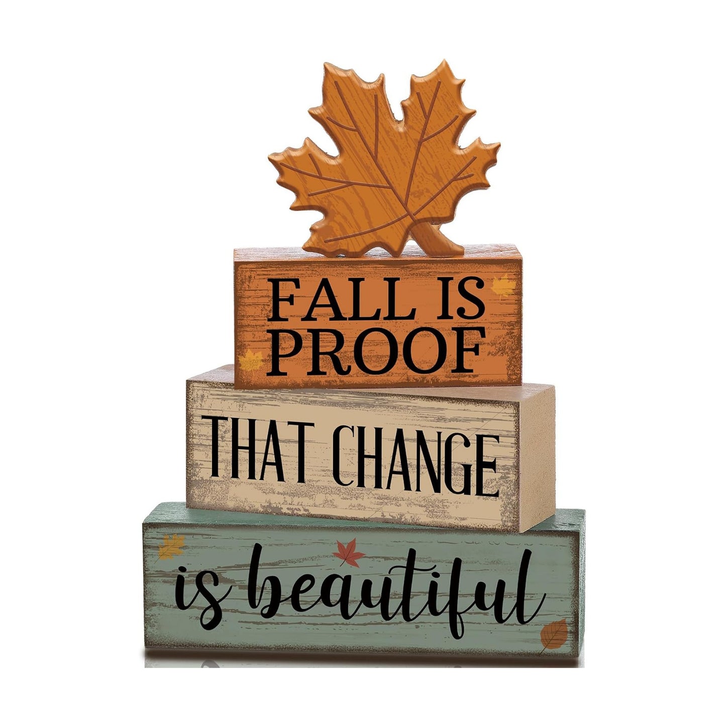 Lineshading 4 Pcs Fall Decoration For Home Wooden Maple Leaf Stacked Decor