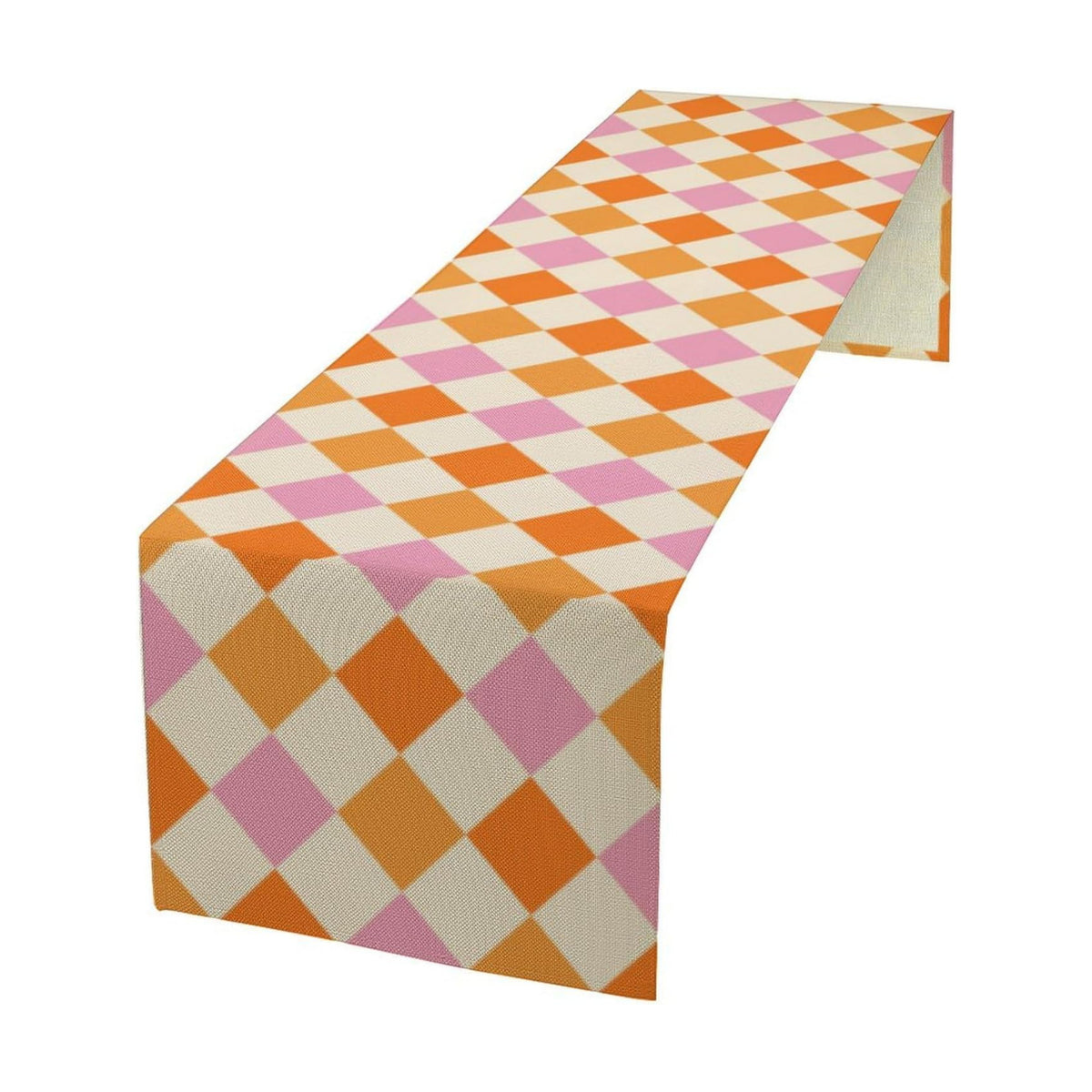Retro 70s Hippie Table Runner Geometric Square Grid Yellow Orange Pink 1960s 1970s Vintage Country Farmhouse Dinner