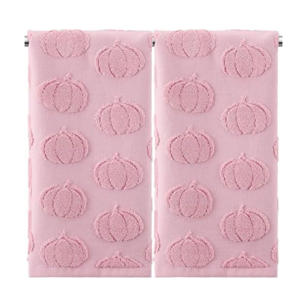 Mindsoft 2 Pcs Fall Hand Towels 3D Pumpkin Jacquard,Pink