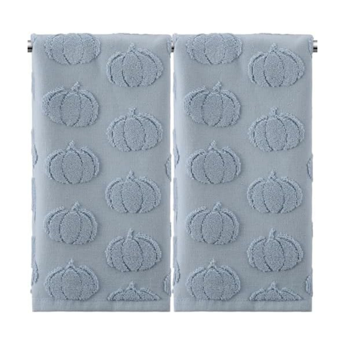 Mindsoft 2 Pcs Fall Hand Towels 3D Pumpkin Jacquard,Blue