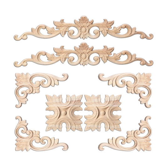 Wood Appliques and Onlays for Furniture Carved Onlays DIY / Classic Style / Large Size / Set of 8