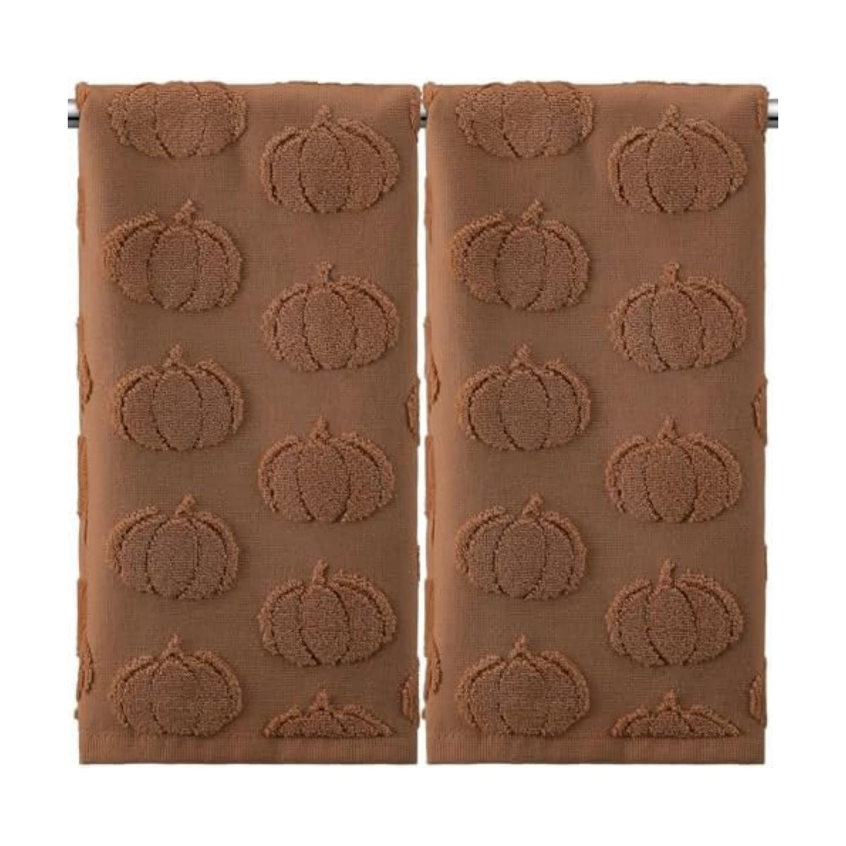 Mindsoft 2 Pcs Fall Hand Towels 3D Pumpkin Jacquard,Brown