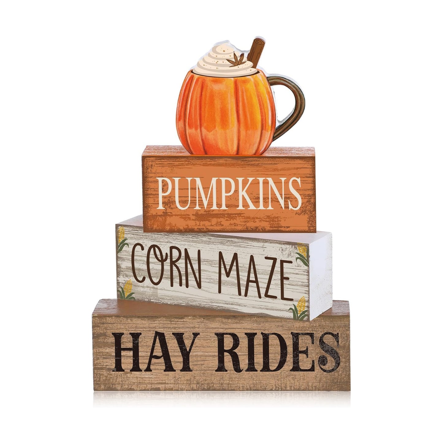 Lineshading 4 Pcs Fall Tiered Tray Decor, Wooden Pumpkin Farmhouse Signs