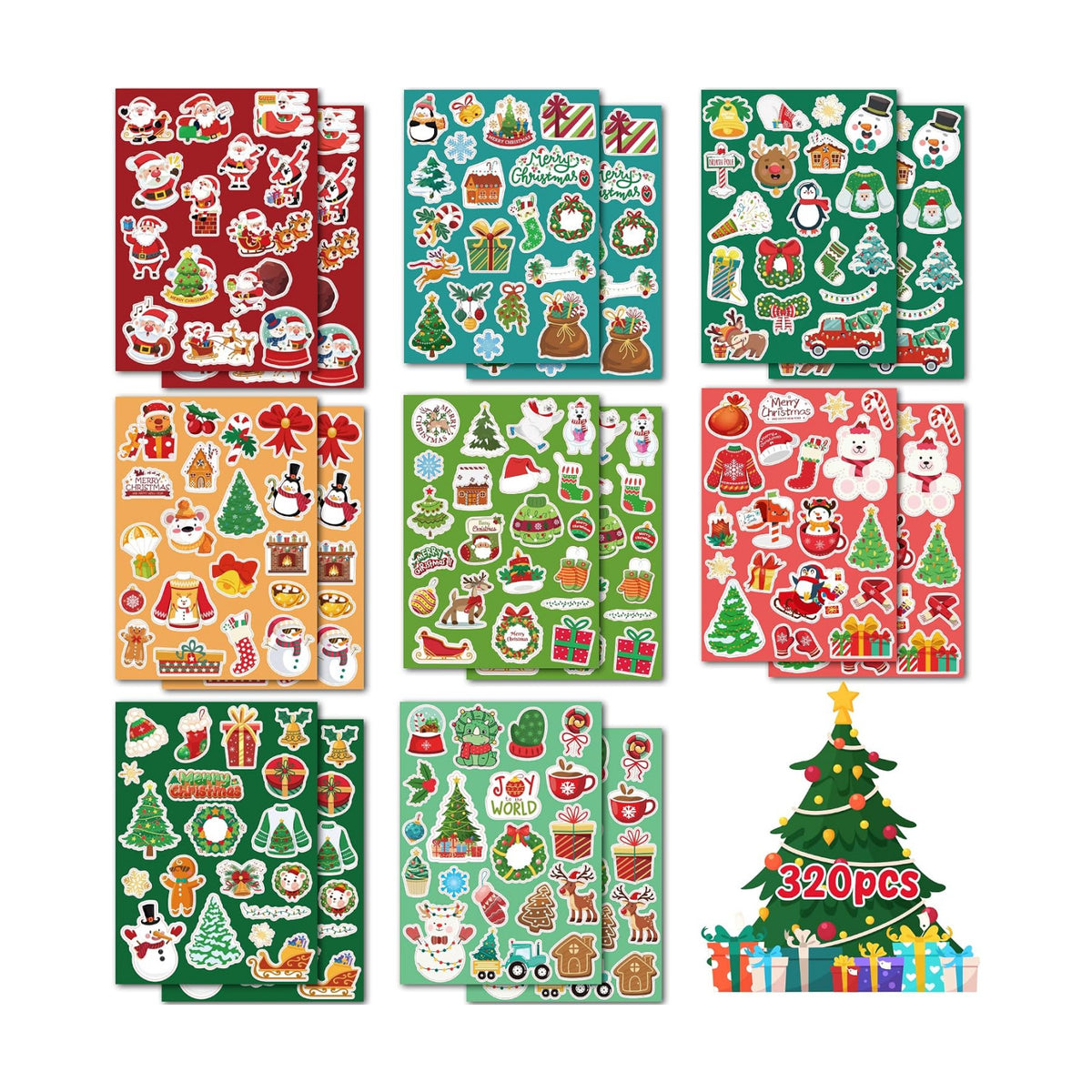 OHOME Stocking Stuffers | 320 PCS Christmas Stickers - Toddler Stocking Stuffers | Kids for Boys Girls Grandkids,Vinyl Xmas Games Crafts Activities Party Favors Supplies