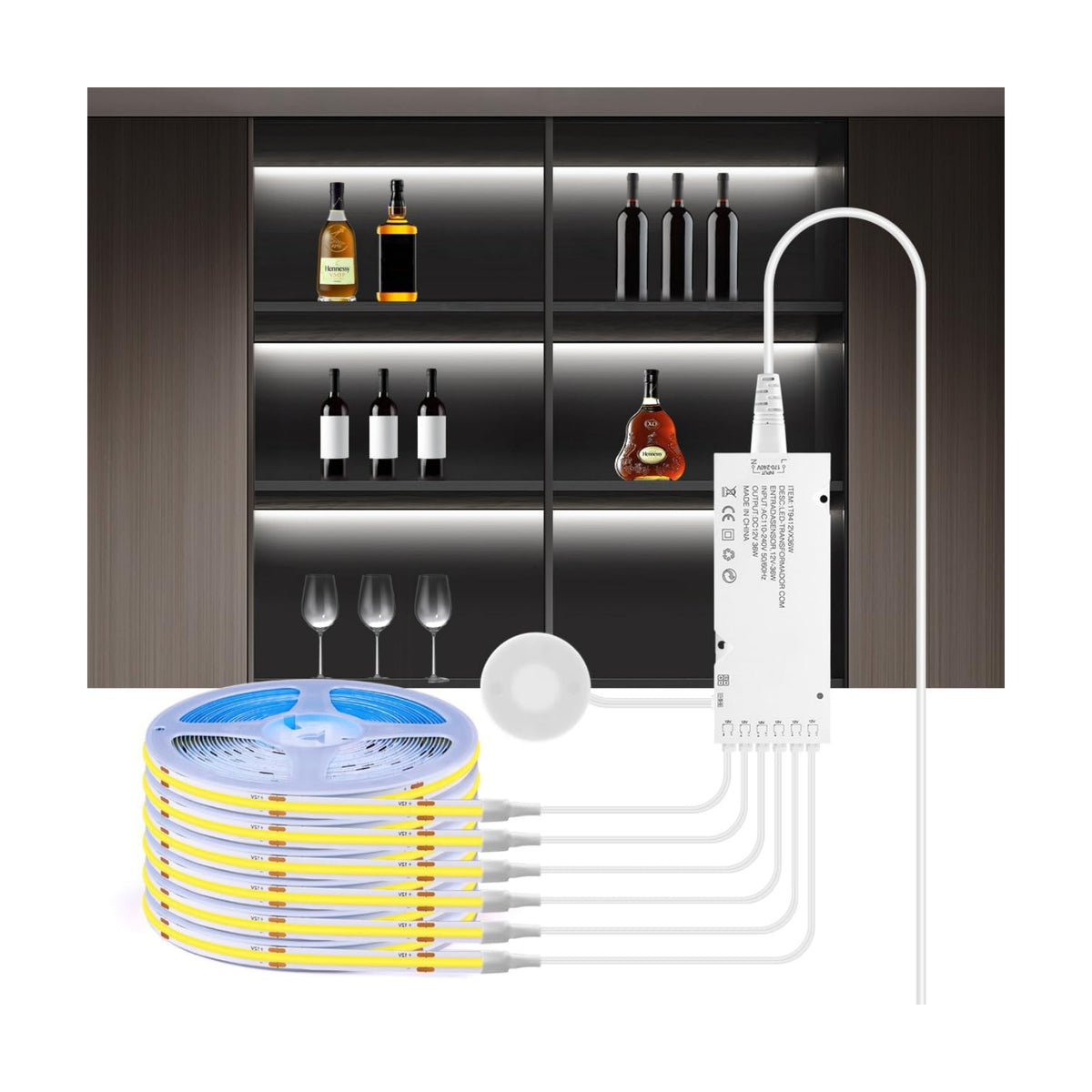 Cabinet Light COB LED Strip Lights 6-in-1 Dimmable Touch Control | for Display Cabinets, Wardrobes, Kitchen, Wine