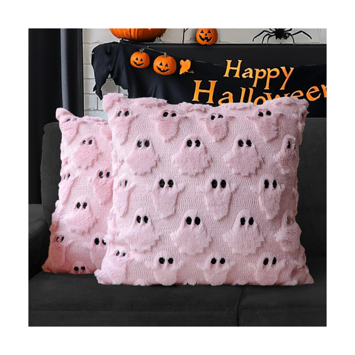 Halloween Pillow Covers 20x20 Set of 2 Pink Ghost Farmhouse Home Decor