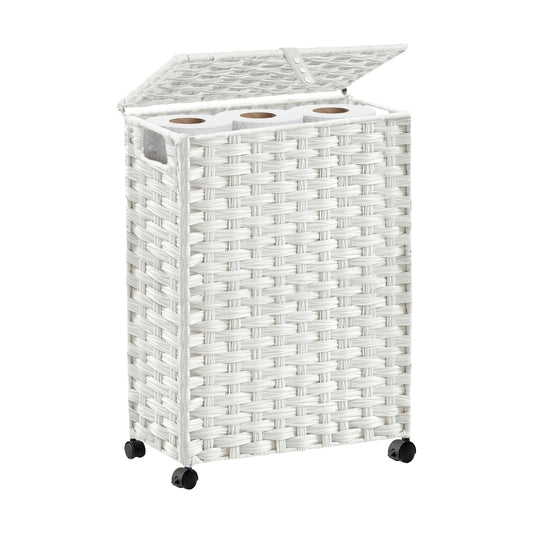 Hiagnete Toilet Paper Storage Basket with Lid and Wheels, Rattan Toilet Paper Holder Storage, Toilet Paper Organizer