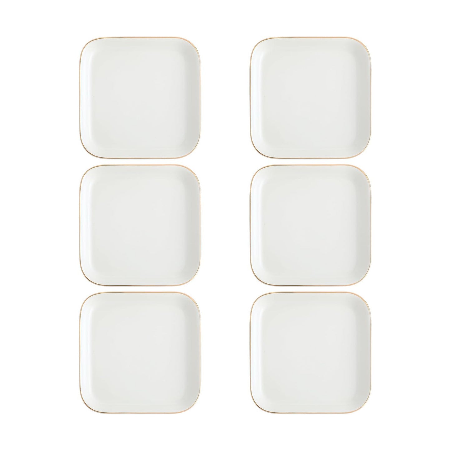 Ceramic Jewelry Tray in Ring Holder Trinket Dish / Square / White / 4.5 Inch / Set of 6