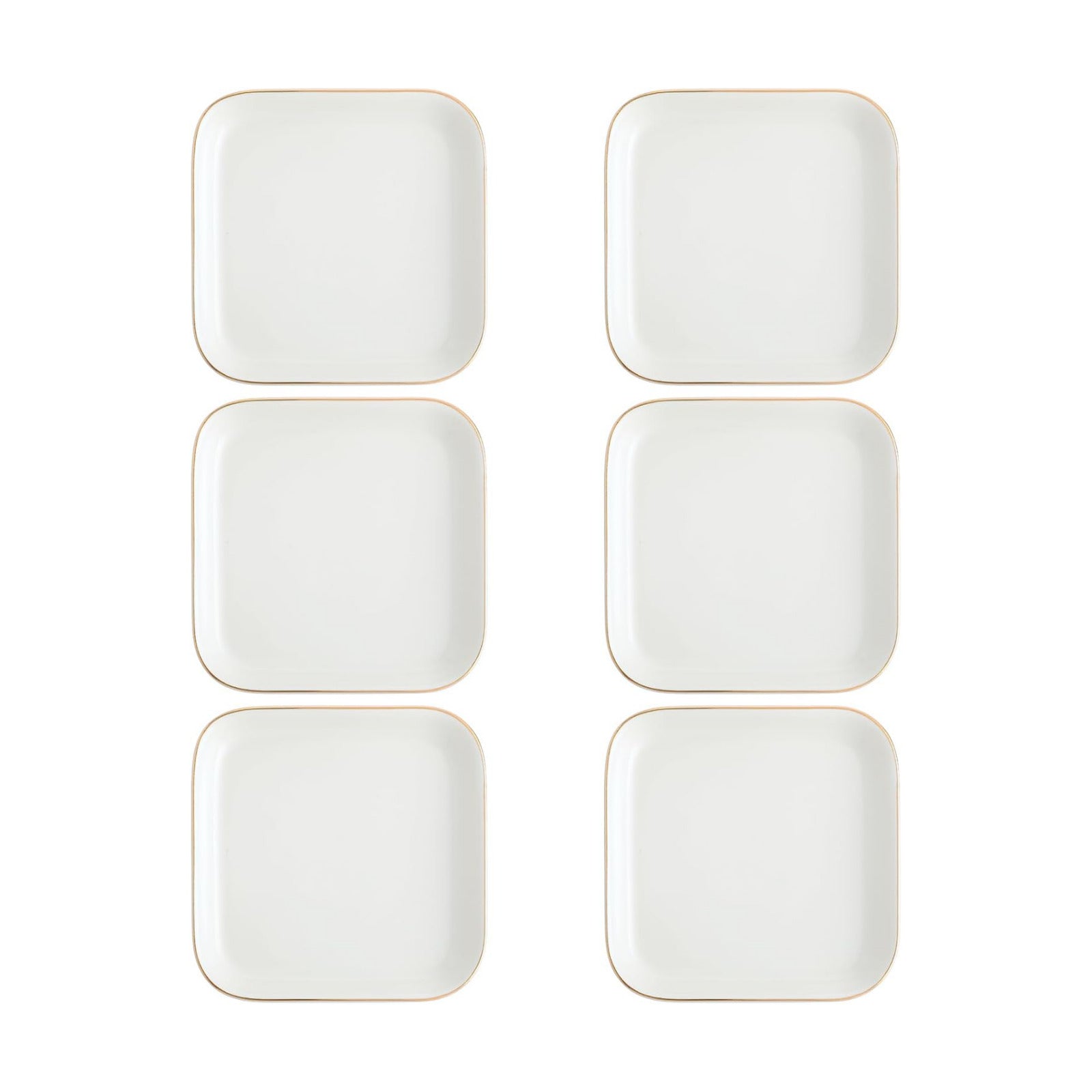 Ceramic Jewelry Tray in Ring Holder Trinket Dish / Square / White / 4.5 Inch / Set of 6