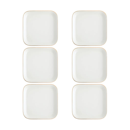 Ceramic Jewelry Tray in Ring Holder Trinket Dish / Square / White / 4.5 Inch / Set of 6