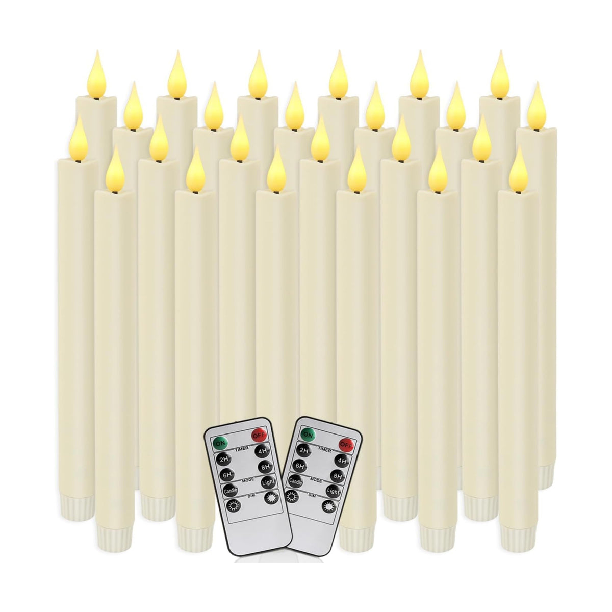 24-Pack Flameless Taper Candles, 9.25 Inch Battery Operated LED Candlesticks with Remote & Timer - Realistic Flickering