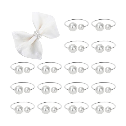 KPOSIYA Pearl Napkin Rings - Set of 100 Silver Napkin Holder Table Napkin Buckles for Dinning Table Setting Christmas