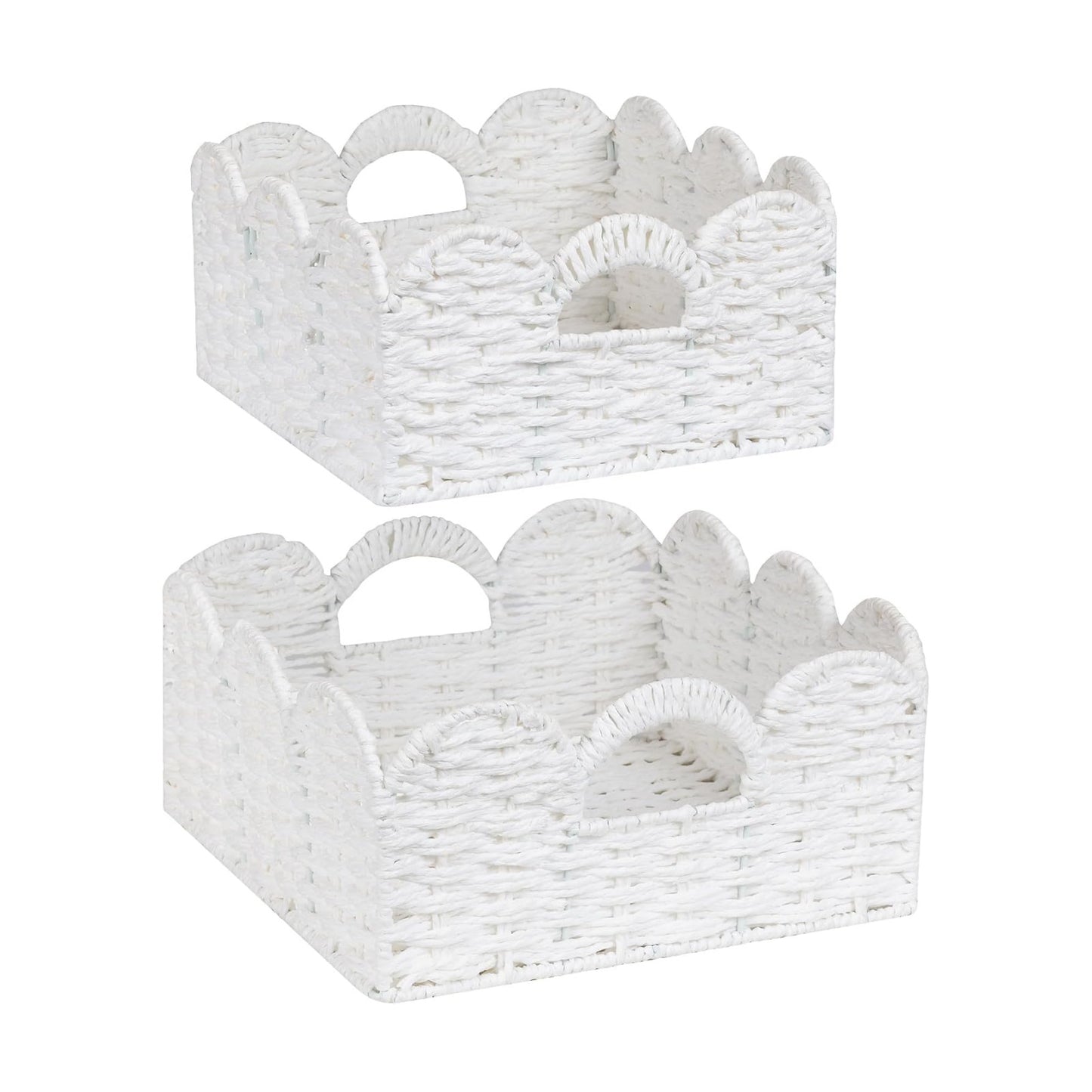 Handles Handwoven Organizer Bin Wicker / White