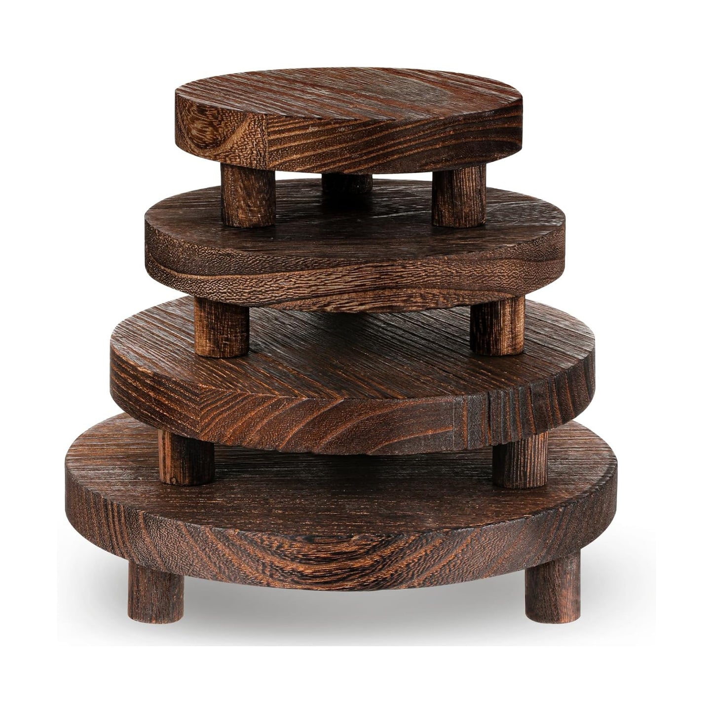 Round Wood Risers Display Stands Wooden Risers / Set of 4