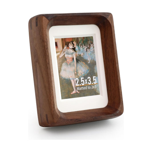 Walnut Wood Picture Frame / 2.5 x 3.5 / Matted To / Natural Walnut